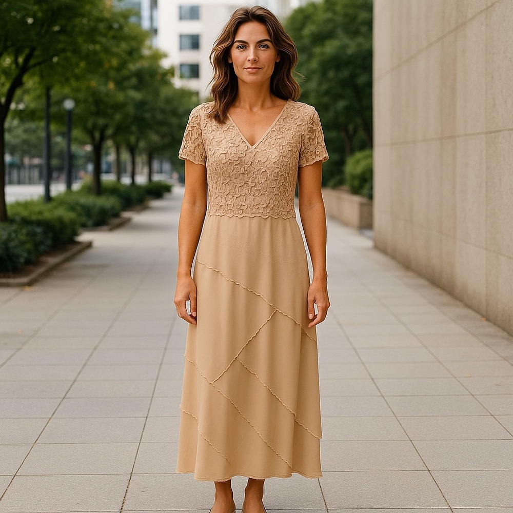Lace Top Mon Cheri Maxi Dress Tiered Skirt Special‎ Occasion Party Dress